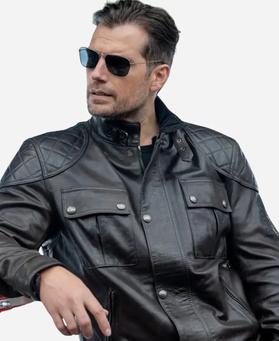 Henry Cavill In The Grey 2026 Leather Jacket  Henry Cavill In The Grey 2026 Sid Black Leather Anthracite jacket