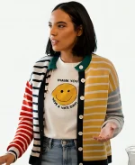 In The City S01 Danielle Olivera Multicolor Striped Cardigan