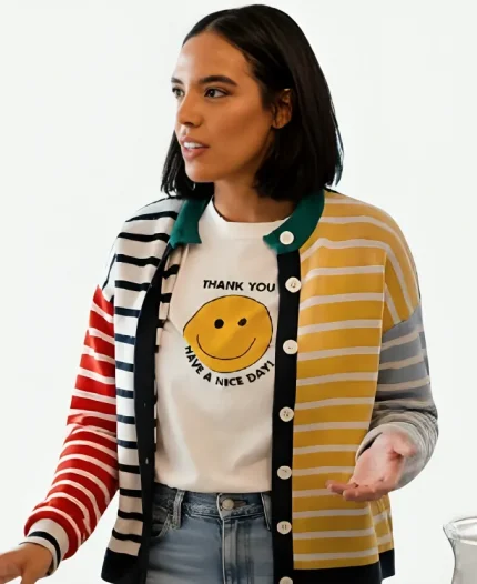 In The City S01 Danielle Olivera Multicolor Striped Cardigan