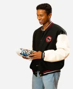 Jaafar Jackson 2026 Milano Italy Black & Off-White Varsity Bomber Jacket