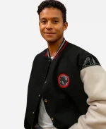 Jaafar Jackson 2026 Milano Italy Varsity Bomber Jacket -Black & Off-White