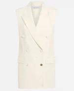 Jackie Cruz Double-breasted White Wool Vest