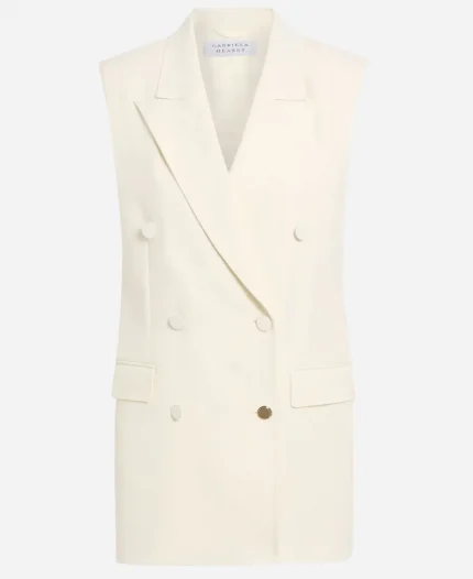 Jackie Cruz Double-breasted White Wool Vest