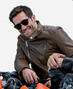 Jake Gyllenhaal In The Grey 2026 Brown Leather Jacket