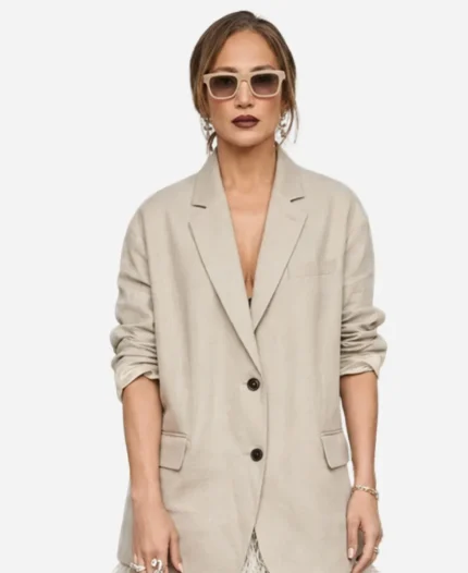 Office Romance Promoting 2026 Jennifer Lopez Blazer - Beige