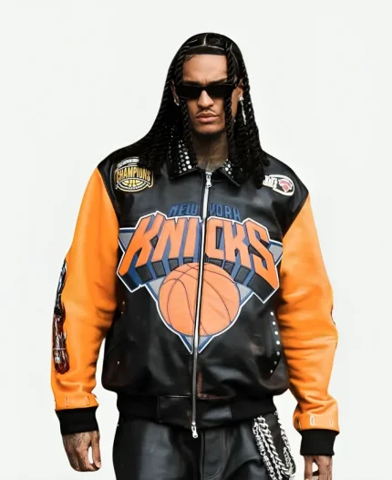 2026 NBA Finals Jordan Clarkson New York Knicks Leather Bomber Jacket