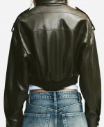 Julia Sarah Stone Off Campus S01 Brown Cropped Leather Jacket