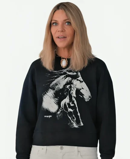 Kaitlin Olson TV Series Hacks S02 Vance Jr. Black Horse Print Sweatshirt 