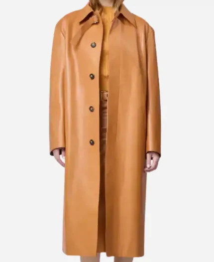 Kate Hudson Marty Life Is Short Premiere Brown Leather Coat