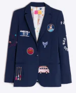 The Kelly Clarkson Show Dame Prue Leith Embroidered Blazer - Navy