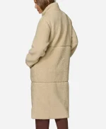 Kelly Reilly White Longline Sherpa Coat 