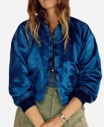 Kerri Kenney The Four Seasons S02 Blue Satin Bomber Jacket