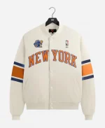 Kith for New York Knicks 2026 NBA Finals Champions Cream Satin Bomber Jacket