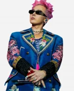 Kwon Ji-yong Head In The Clouds Gucci Velvet Coat In Blue
