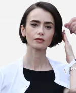 Lily Collins 2026 French Open White Cropped Cardigan