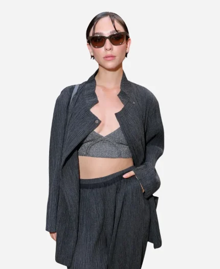 Matilda De Angelis 2026 Giorgio Armani Show Charcoal Grey Oversized Jacket