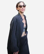 Matilda De Angelis 2026 Charcoal Grey Oversized Jacket