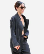 Matilda De Angelis 2026 Characol Grey Pleated Jacket