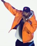 Method Man Halftime Show NBA Knicks vs. Cavs Game 2 Orange Leather Bomber Jacket