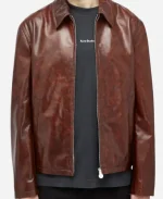Michael 2026 Premiere Jaafar Jackson Brown Leather Jacket