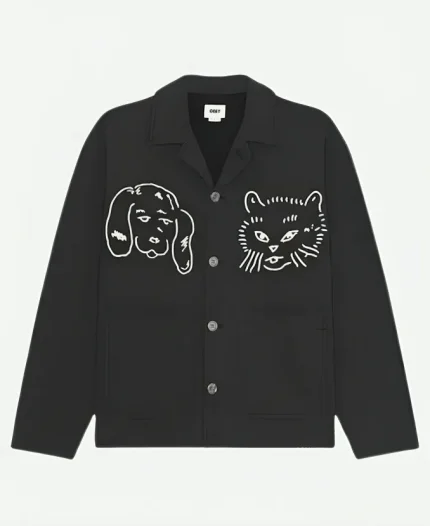Miles Gutierrez-Riley 2026 Off Campus S01 Dexter Cat & Dog Graphic Black Jacket