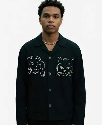 Miles Gutierrez-Riley Off Campus Cat & Dog Graphic Black Jacket