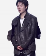 Suga 2026 AMAs Leather Peacoat