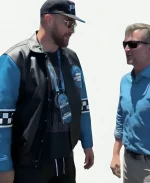 NASCAR San Diego 2026 Travis Kelce Blue & Black Leather Jacket