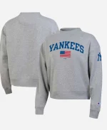 NY Yankees Champion Fleece Tri-Blend Sweatshirt - Heather Gray