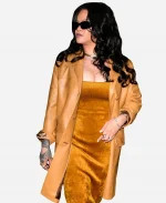 New York City 2026 Rihanna Brown Leather Coat