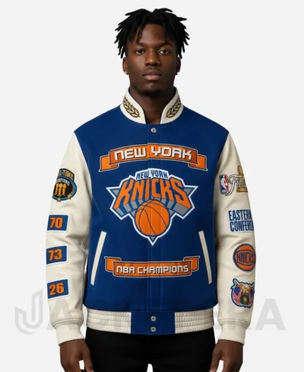 New York Knicks 2026 NBA Champions Wool & Leather Varsity Jacket