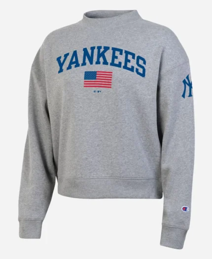 Women's 2026 New York Yankees Champion Heather Gray Fleece Tri-Blend Sweatshirt