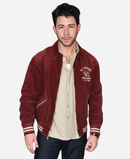 Nick Jonas 2026 Tastemaker Screening Maroon Corduroy Jacket