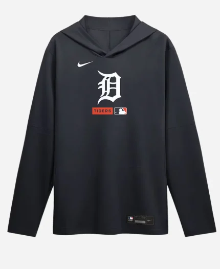 Detroit Tigers Navy Long Sleeve Hooded T-Shirt