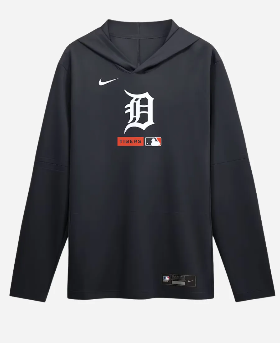 Nike Detroit Tigers Navy Long Sleeve Hooded T-Shirt Detroit Tigers Navy Long Sleeve Hooded T-Shirt