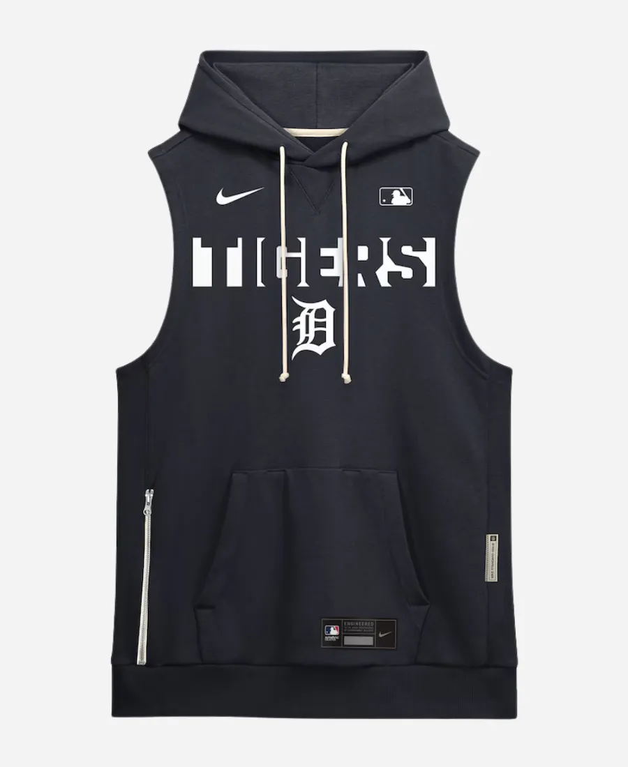 Nike Detroit Tigers Sleeveless Hoodie Nike Detroit Tigers Navy Blue Sleeveless Hoodie