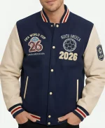 North America 2026 FIFA World Cup Navy Blue & Beige Varsity Jacket