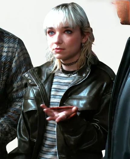 Jules 2026 Off Campus S01 Julia Sarah Stone Brown Cropped Leather Jacket