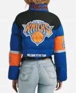 Off Season NBA New York Knicks Blue Cropped Puffer Jacket For Women's