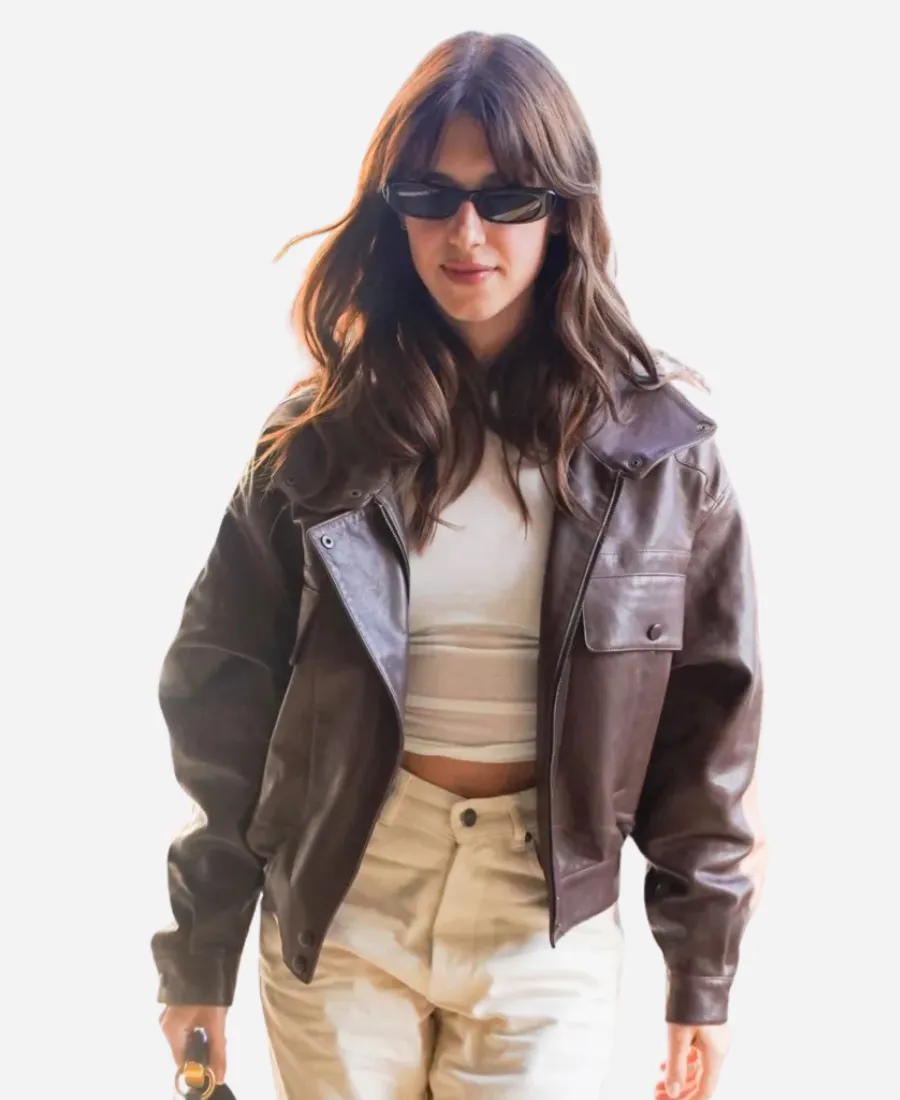 Paris 2026 Daisy Edgar-Jones Brown Leather Jacket Paris Street Style Daisy Edgar-Jones Brown Leather Jacket