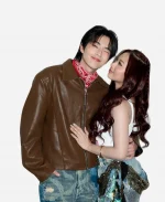 Dating Alys Perez Event 2026 Rabin Angeles Brown Leather Jacket