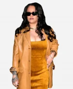 Rihanna NYC Brown Leather Coat