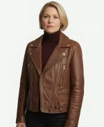 Sian Brooke Tv Series Trying S03 Karen Newman Brown Leather Biker Jacket
