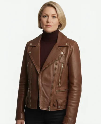 Sian Brooke Tv Series Trying S03 Karen Newman Brown Leather Biker Jacket