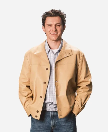 Tom Holland Spider Man New Day Berlin Tan Leather Jacket