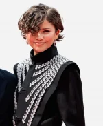 Spider-Man 2026 Press Tour Zendaya Black Napoleon Jacket