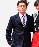 Tom Holland Spider-Man Brand New Day 2026 Press Tour Photocall Navy Blue Suit