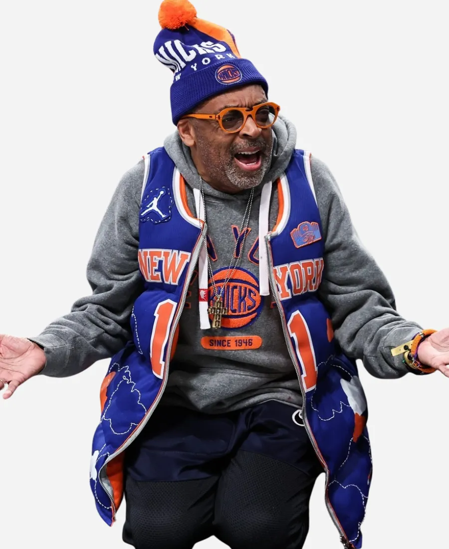 Spike Lee New York Knicks Puffer Vest Spike Lee New York Knicks Blue Puffer Vest