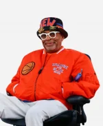 Spike Lee New York Knicks Orange Satin Varsity Jacket