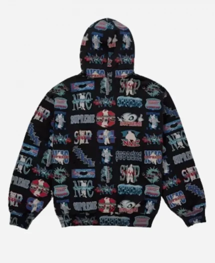 Supreme Flash Black Zip Up Hooded Sweatshirt